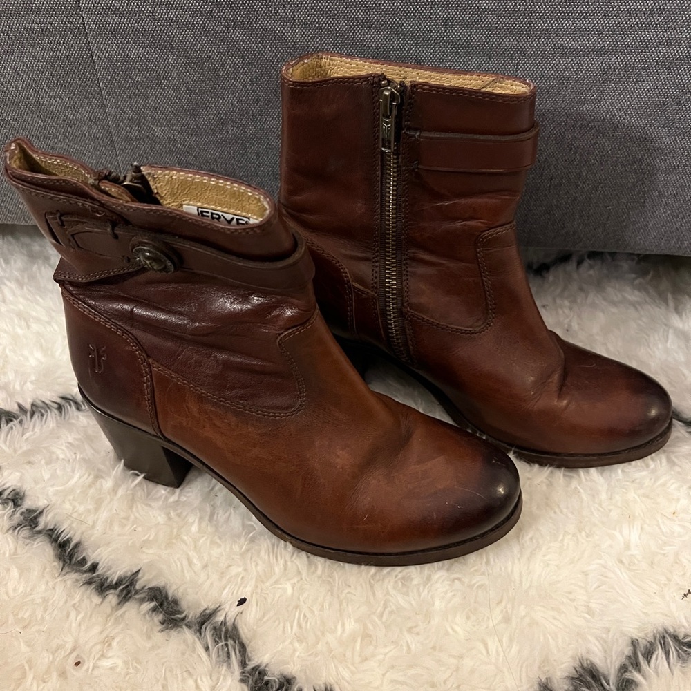 Frye Brown Leather Ankle Boots